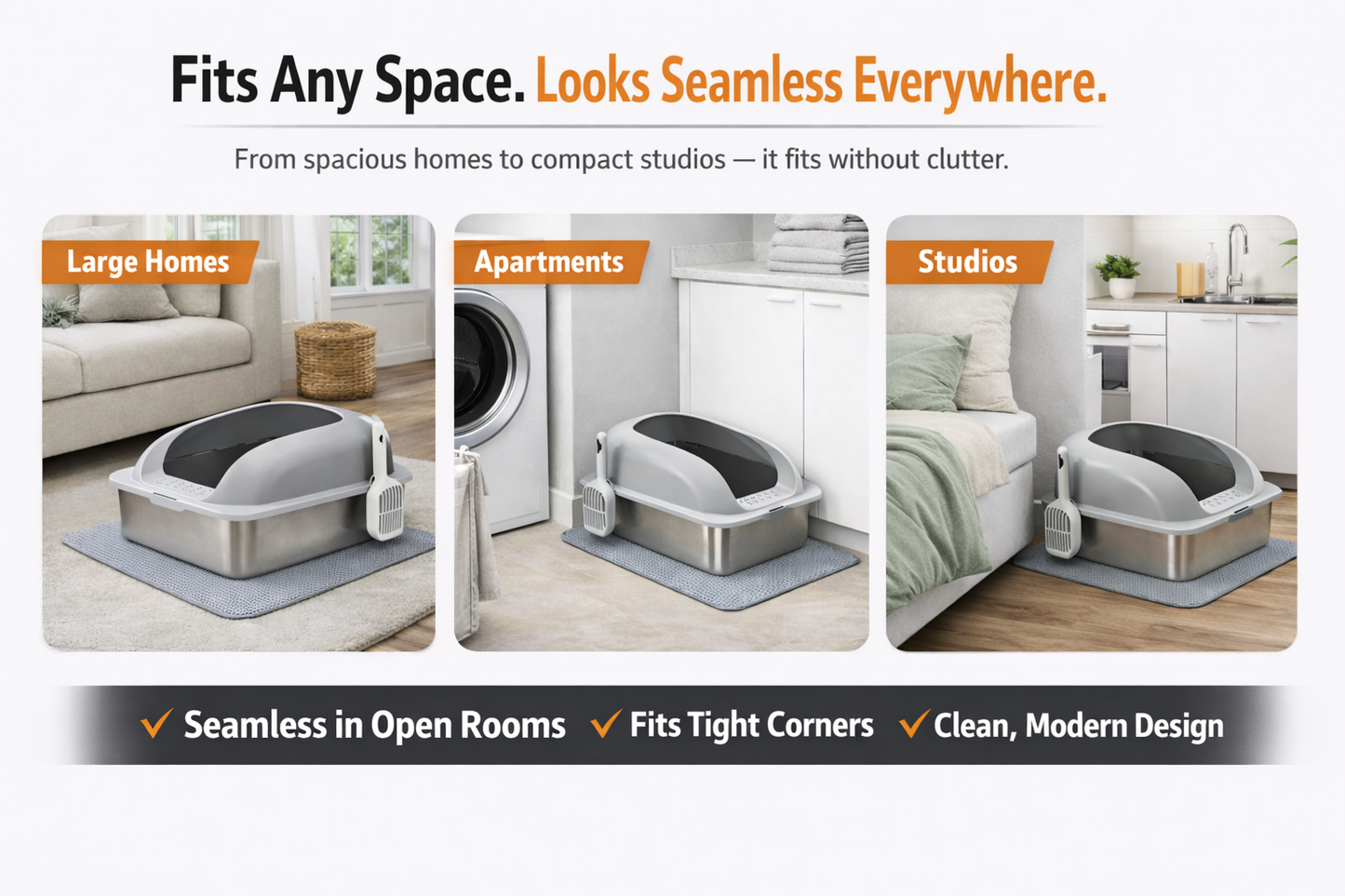 Premium Stainless Steel Litter Box – Odor-Resistant, Scratch-Resistant & Designed for a Cleaner Home