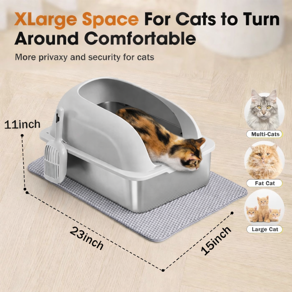 Premium Stainless Steel Litter Box – Odor-Resistant, Scratch-Resistant & Designed for a Cleaner Home
