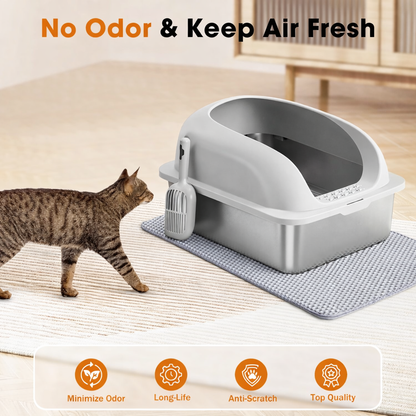 Premium Stainless Steel Litter Box – Odor-Resistant, Scratch-Resistant & Designed for a Cleaner Home