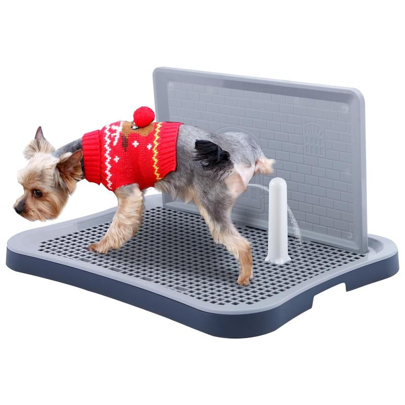 Indoor Pet Potty Tray with Pee Wall for Puppies and Small Dogs, Featuring Non-Skid Feet